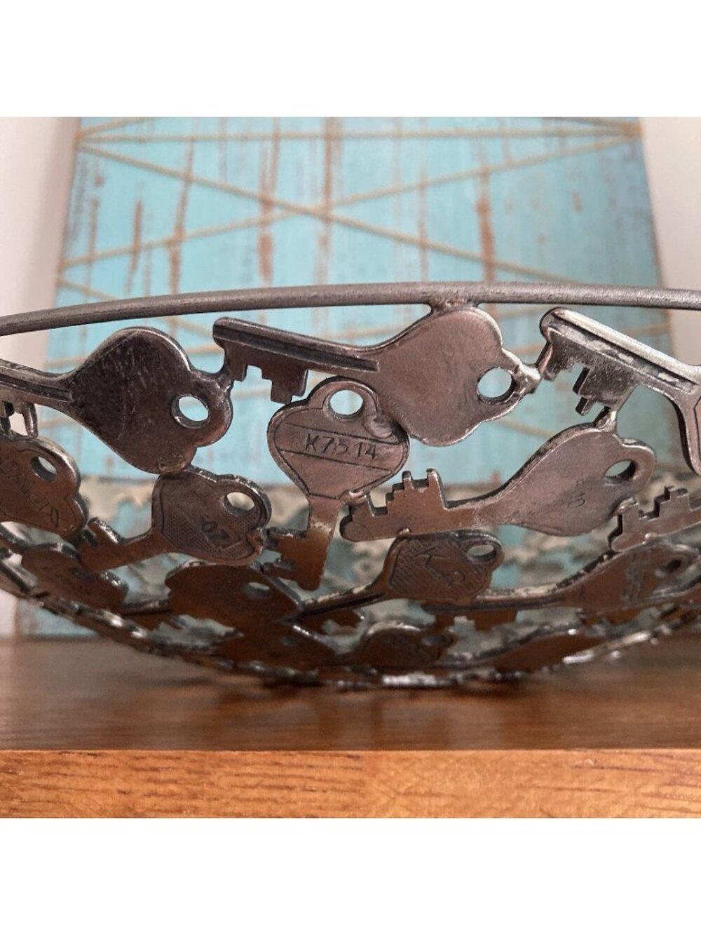 Large Brutalist Style Welded Keys Bowl Steampunk Industrial Mechanics Art Decor